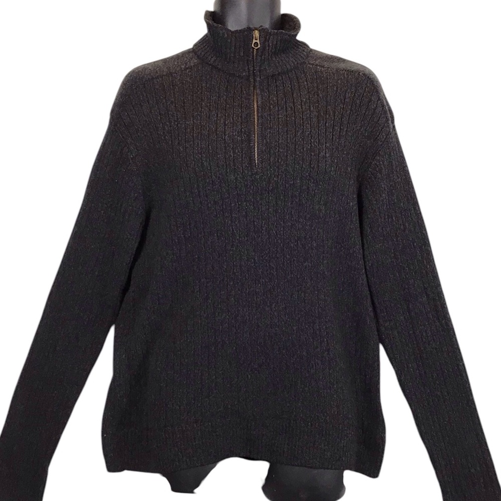 Field & Stream Mens Knit Sweater Size XL Long Sleeve 1/4 Zip Gray Fleece Collar